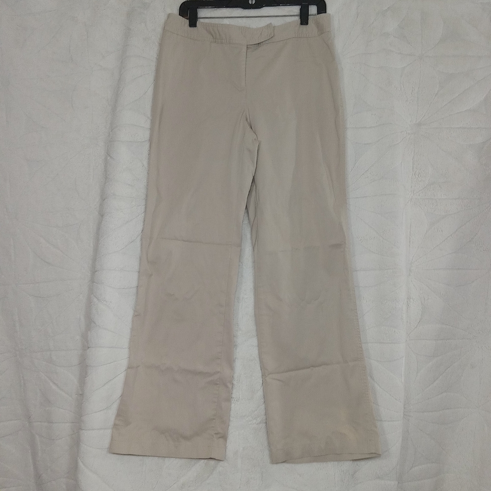 hillard & hanson stretch sz 10 cream womens slacks boot cut